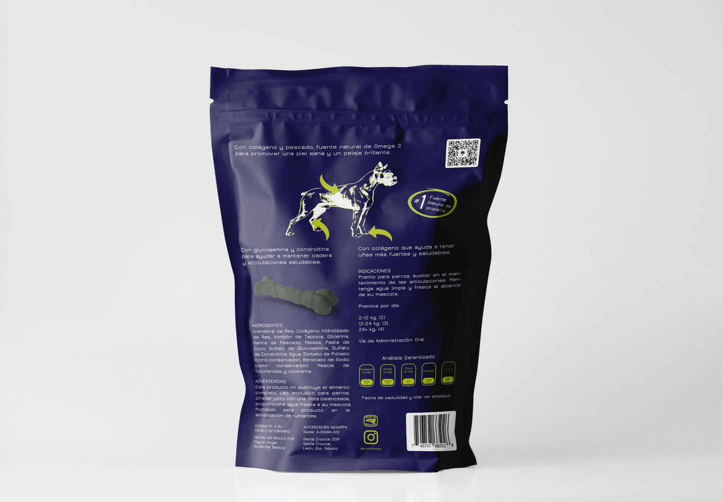 Bolsa de huesos masticables de colágeno